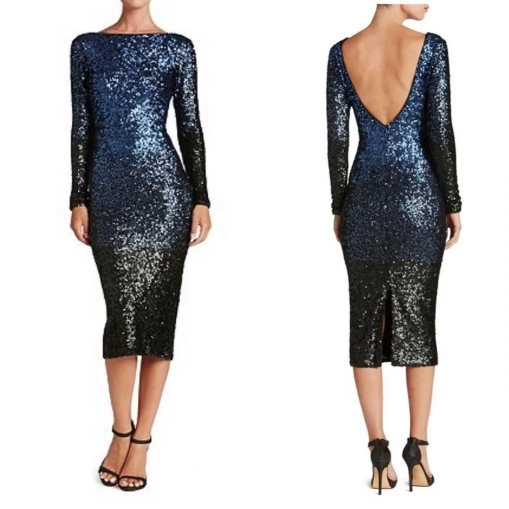 Dress The Population Emery Ombré Sequin Midi Dress